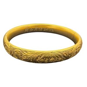 Antique Vintage Edwardian Floral Engraved Slide Bracelet Pat 1906 Gold Filled